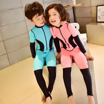 Jellyfish suit Zipper childrens wetsuit Swimsuit Mens and womens full body one-piece sunscreen long-sleeved trousers Hot spring childrens swimsuit