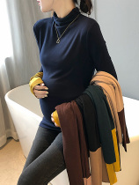 2021 New pregnant womens coat spring and autumn Net red long sleeve T-shirt foreign style thin winter with solid color base shirt