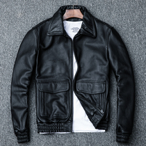 Air Force pilot a2 first layer cowhide leather leather leather jacket male flight suit lapel leather jacket new large size jacket