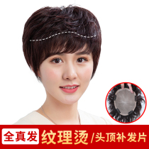 Full real hair wig female hair increase invisible no trace cover white hair short curly hair fluffy natural head curls