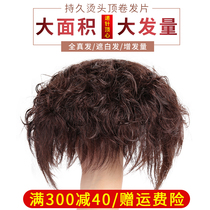 Wiggle head reissue mother middle-aged and old white hair texture fluffy curly hair no trace wig female short hair