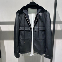 BIRD TIGER PEACE autumn winter Haining hooded motorcycle leather jacket men tide jacket coat B1BDA3304