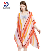 Beach sunscreen blouse Beach vacation can go into the water to swim outside the coat Medium-long large size fashion swimsuit outside the summer