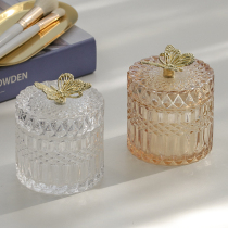 High-grade light luxury cotton sign box makeup remover cotton storage box glass jewelry box Watch storage can Nordic ins Wind