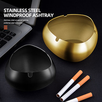 Thickened Stainless Steel Creative Heart-shaped Bedside Ashtrays Metal Spray Windproof Anti-Fall Advertising Internet Café Hotel KTV