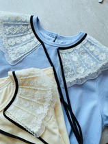 Exquisite summer gentle and design retro doll collar temperament T-shirt limited knitwear