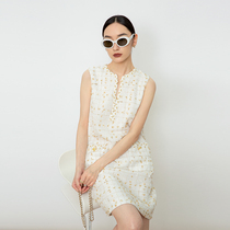 SOULKISS gold-rimmed dress tailoring CH@NEL-style butterfly beads loose sleeveless dress for womens summer