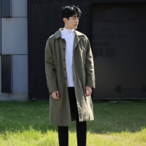 Windbreaker men long handsome over the knee men 2021 senior sense spring and autumn Ruffian handsome tide flow coat thin coat