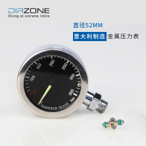 DIR ZONE metal residual pressure gauge black surface without LOGO tempered glass diameter 52MM luminous SPG