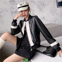 Leather leather womens casual baseball clothes womens short coat Spring and Autumn New sheep leather jacket outside small man
