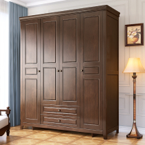 Retro American Solid Wood Wardrobe Home Bedroom Log Wardrobe Storage 345 Door Modern Simple European Furniture