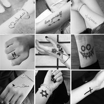 Tattoo stickers waterproof long-lasting simulation English letters ECG personality fresh couples social stickers semi-permanent
