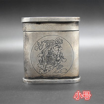 Antique miscellaneous collection of white copper gilt silver Dragon Phoenix tobacco box toothpick storage box Handicraft ornaments