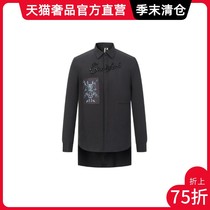 CREAZIONI BLACK BEADED PRINTED PATCH MENs shirt Casual trend Italian mens clothing