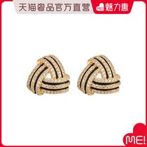 lingo Codes golden alloy surround geometric dense drill earring