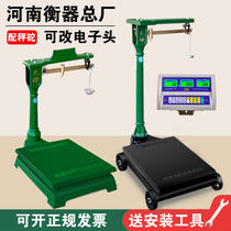 Old-fashioned scales 500 kg called old-fashioned scales with weights 1000 kg old-fashioned scales changed to electronic scales