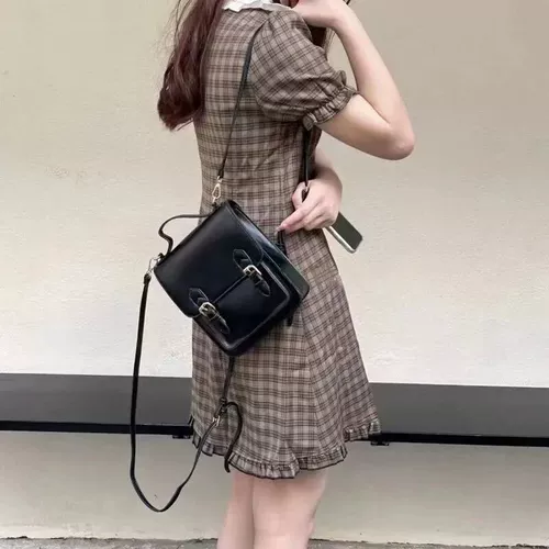 Японская студенческая юбка в складку, небольшая дизайнерская небольшая сумка, сумка через плечо, рюкзак, в британском стиле