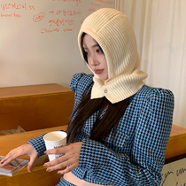 South Korea with neck sleeve one balaclava hat female winter bag bib scarf scarf knitted wool sleeve hat