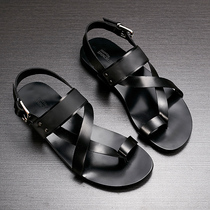 Vogu Homme summer mens sandals Roman sandals mens leather toe Korean casual sandals mens tide
