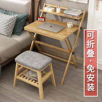 Foldable childrens study table solid wood desk student desk home writing table and chair desktop desk computer desk