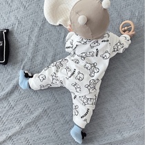  Net celebrity baby one-piece clothes spring and autumn suit Western style autumn cute super cute female and male baby autumn harem climbing clothes