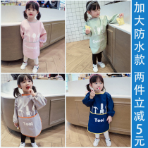 Childrens waterproof anti-dressing baby eating clothes extended bib baby painting apron long sleeve anti-dirty cover