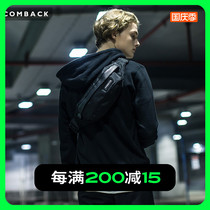 COMBACK Korean mens leather shoulder bag Street trend student backpack storage nylon shoulder bag type lattice running bag