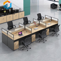 Chengdu Staff Desk Chair Brief 4 People with L-type Corner Bending Computer Desk Combined Office Furniture Screen Working Position