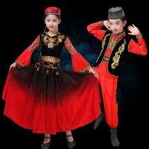 61 New childrens Xinjiang dance performance costume Girls Uighur clothing Minority Hui ethnic girl dance costume