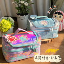 smiggle ~ Space Cat Princess Multifunctional Student Waterproof Double-layer Lunch Box Lunch Bag Childrens Insulation Bag