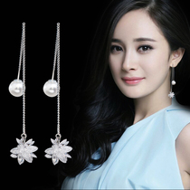 Sterling silver ear female temperament Korean simple long tassel Net red earrings face thin personality temperament pendant earrings