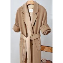 M home high-end 101801 camel double-sided cashmere coat female 2021 medium long knee hairy coat correct version