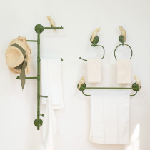 Toilet bathroom single-lever double-pole multi-head rotating bath towel rack mesh red American style toilet wall-mounted towel rack