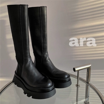 ZAR 2021 new female English style small man high boots thick bottom round head Knight leather thin boots