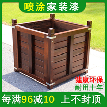 Anticorrosive wood flower box Outdoor courtyard combination balcony vegetable extra large rectangular planting box wooden flower pot outdoor flower tank