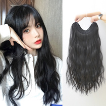 Wig piece One piece female long hair Long curly hair u-shaped hair volume extension piece Patch invisible incognito fluffy simulation
