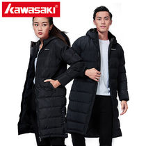 Kawasaki badminton clothing sports cotton coat down jacket loose hooded medium long windbreaker top Cotton clothing quilted jacket for men and women
