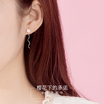 2022 New wave of delicate flowers Earrings sweet and small S925 pure silver cherry blossom Stream Soulin Temperament Ear Accessories