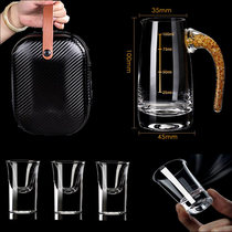 Net red crystal glass seven-character pot wine set liquor set liquor home gold foil goblet travel carry gift