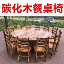 Solid Wood Dining Table And Chairs Combined Round Table Farmhouse Le Great Platoon Fast Food Small Eating Shop Modern Minima Restaurant Carbonated Table And Chairs