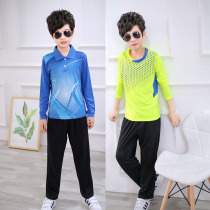 Autumn and winter childrens table tennis badminton suit suit long sleeve trousers for boys and girls round neck tennis suit sports trousers