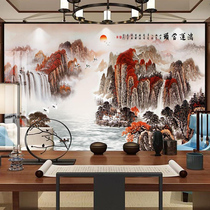 New Chinese Mountain Water Love TV Background Wall Panel Bedroom Bamboo Wood Fiber integrated buckle plate Living room Hongyun When the head plank