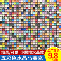 Candy colorful crystal color mosaic waist line background wall toilet childrens room small particle tile wall tiles