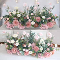 Simulation of wedding silk flowers Earth row flowers high flower art stage Road introduction window opening activities flower art