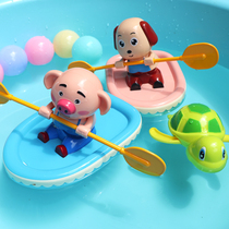 Childrens bath toys rowing kayak piglets swim turtles baby play water baby boy shake sound boys boys and girls