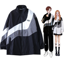 GCHC sports and leisure stitching contrast jacket mens ins tide brand spring and autumn couple niche stand-up collar assault jacket