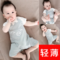 Newborn Baby Clothes Conjoined Clothes Baby Summer Dress Men And Women Pure Cotton Mesh Red Short Sleeves Super Cute Summer Thin khaclothes