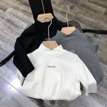 2021 winter Korean children boy sanded semi-high collar Joker bottoming shirt T-shirt basic long sleeve jacket tide 3