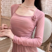 Classical dance practice clothing womens autumn new long sleeve slim rose mesh Joker performance training costume