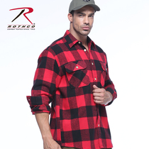 ROTHCO cotton shirt men long sleeve casual flannel shirting shirt men slim American big size classic plaid